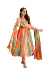 Vibrant Multicolor Flared Anarkali Kurta Set with Dupatta – Festive & Party Wear