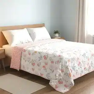 Reversible Floral Printed Quilt – Soft Lightweight All-Season Bedspread for Bedroom Décor