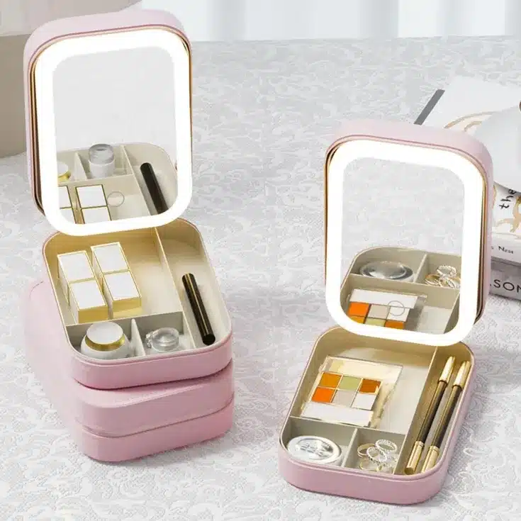 LumiCase LED Makeup Storage Box with Mirror